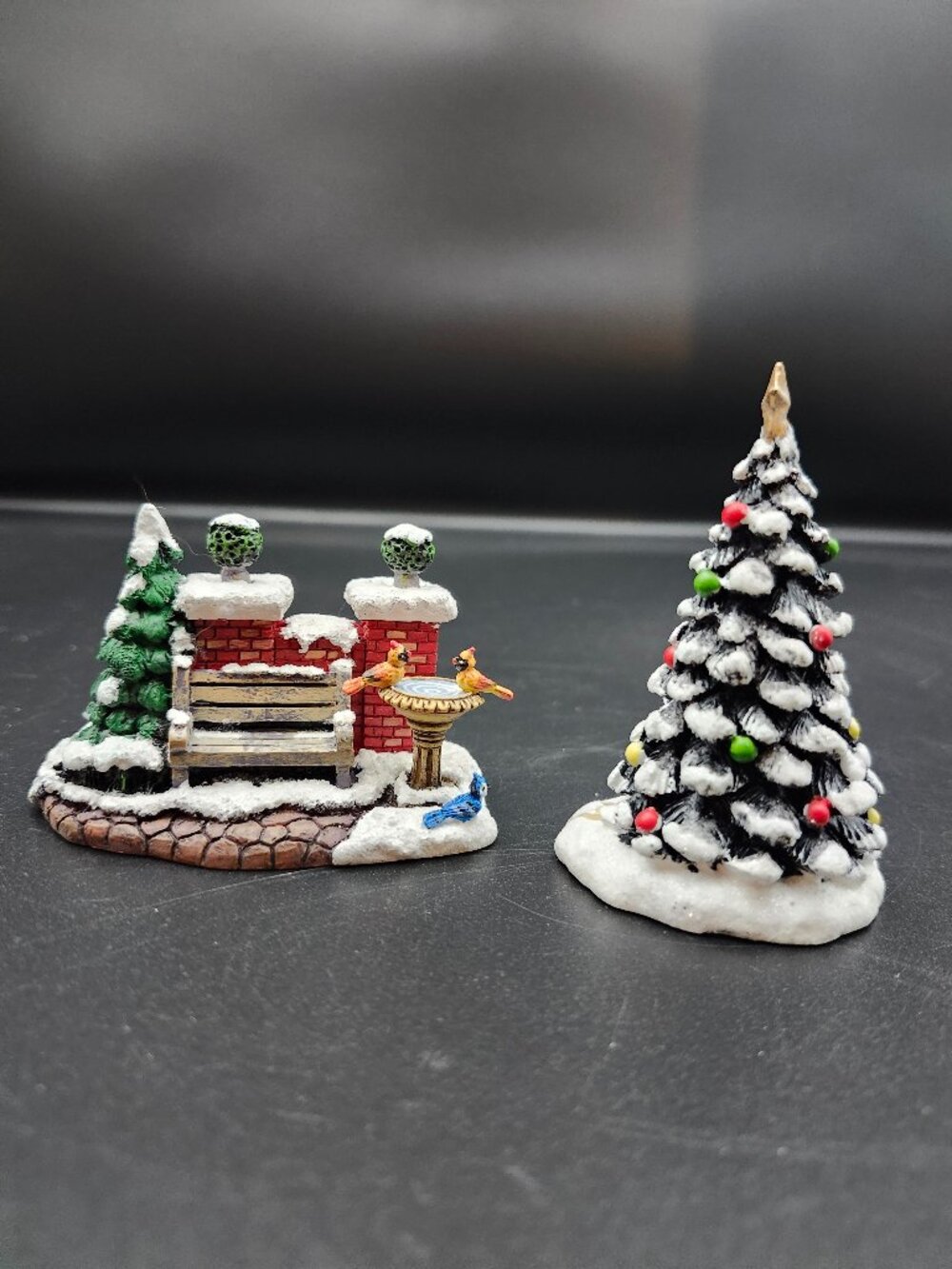 Hawthorne Village Snow Much Fun Christmas Village Accessories Birdbath Tree